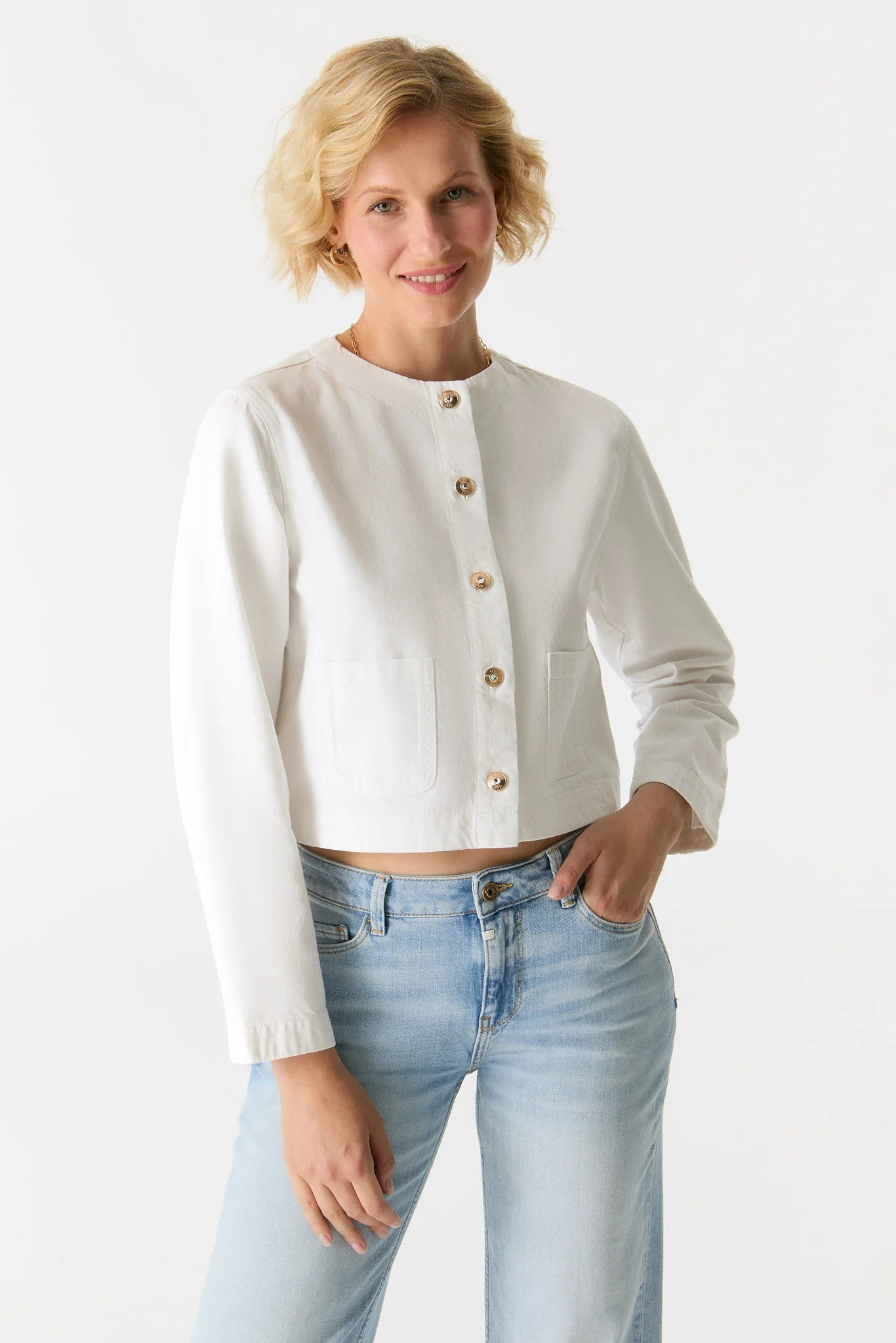 Betty – Denim Long Sleeve Jacket – White