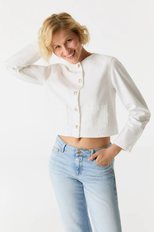 Betty – Denim Long Sleeve Jacket – White