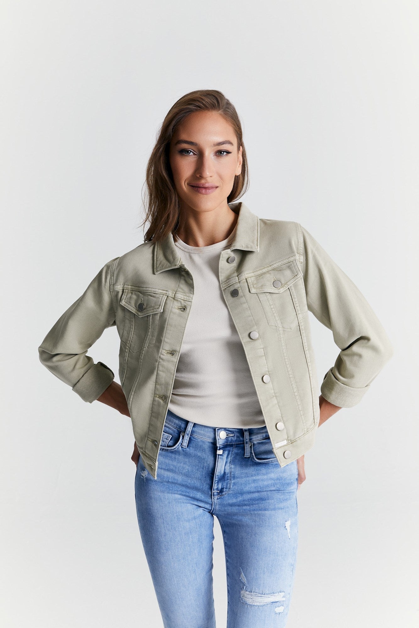Katy - Denim Jacket - Light Khaki