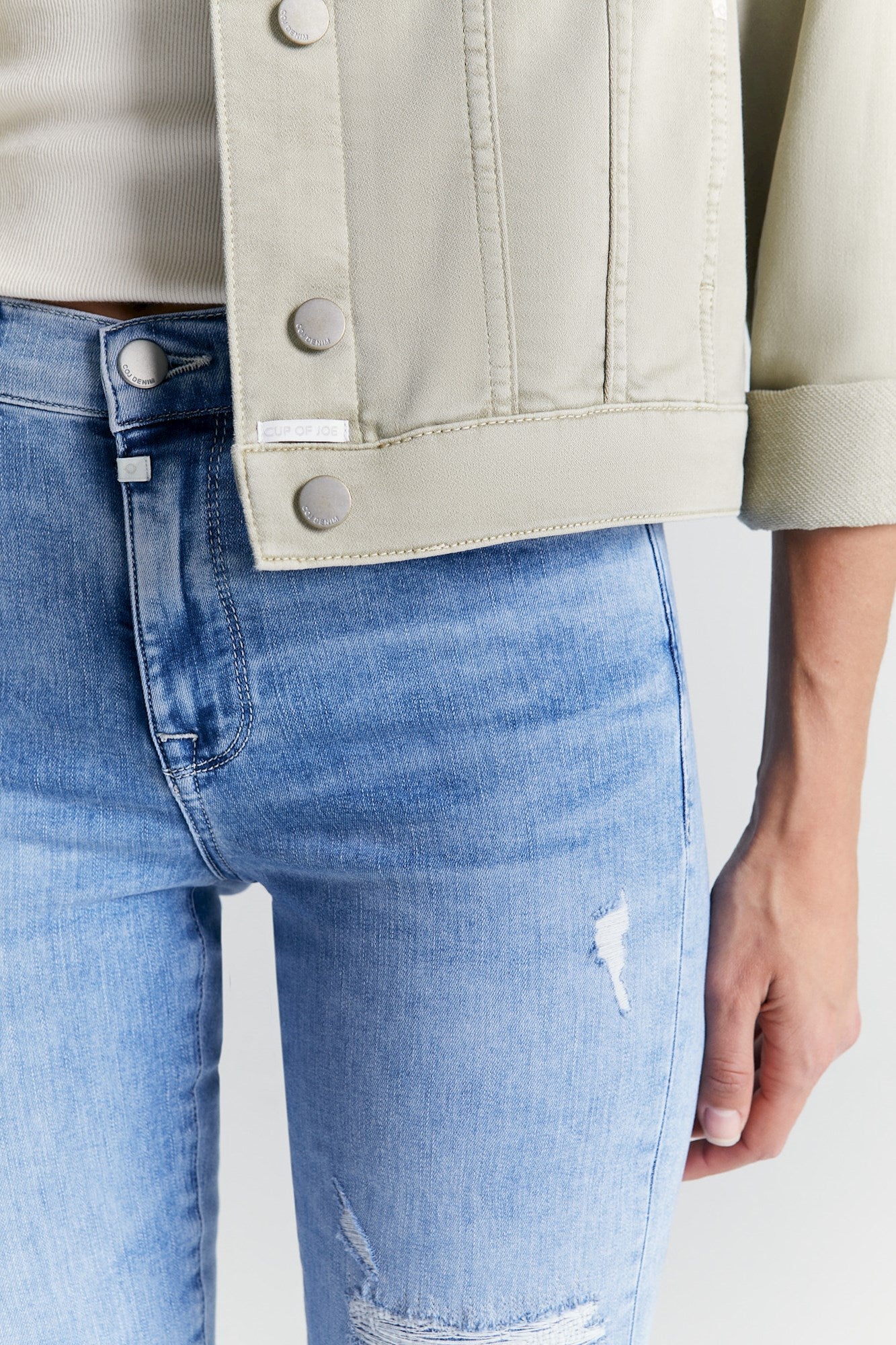 Katy - Denim Jacket - Light Khaki