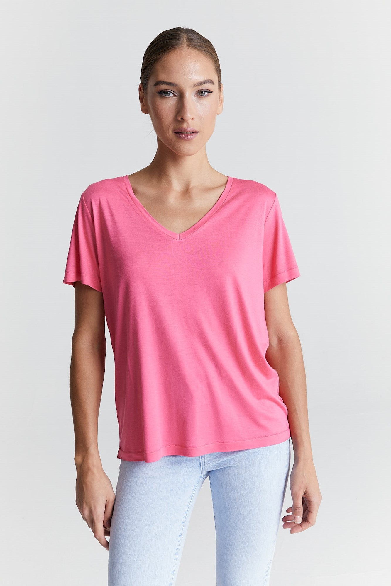Luna - V Neck Short Sleeve - Pink