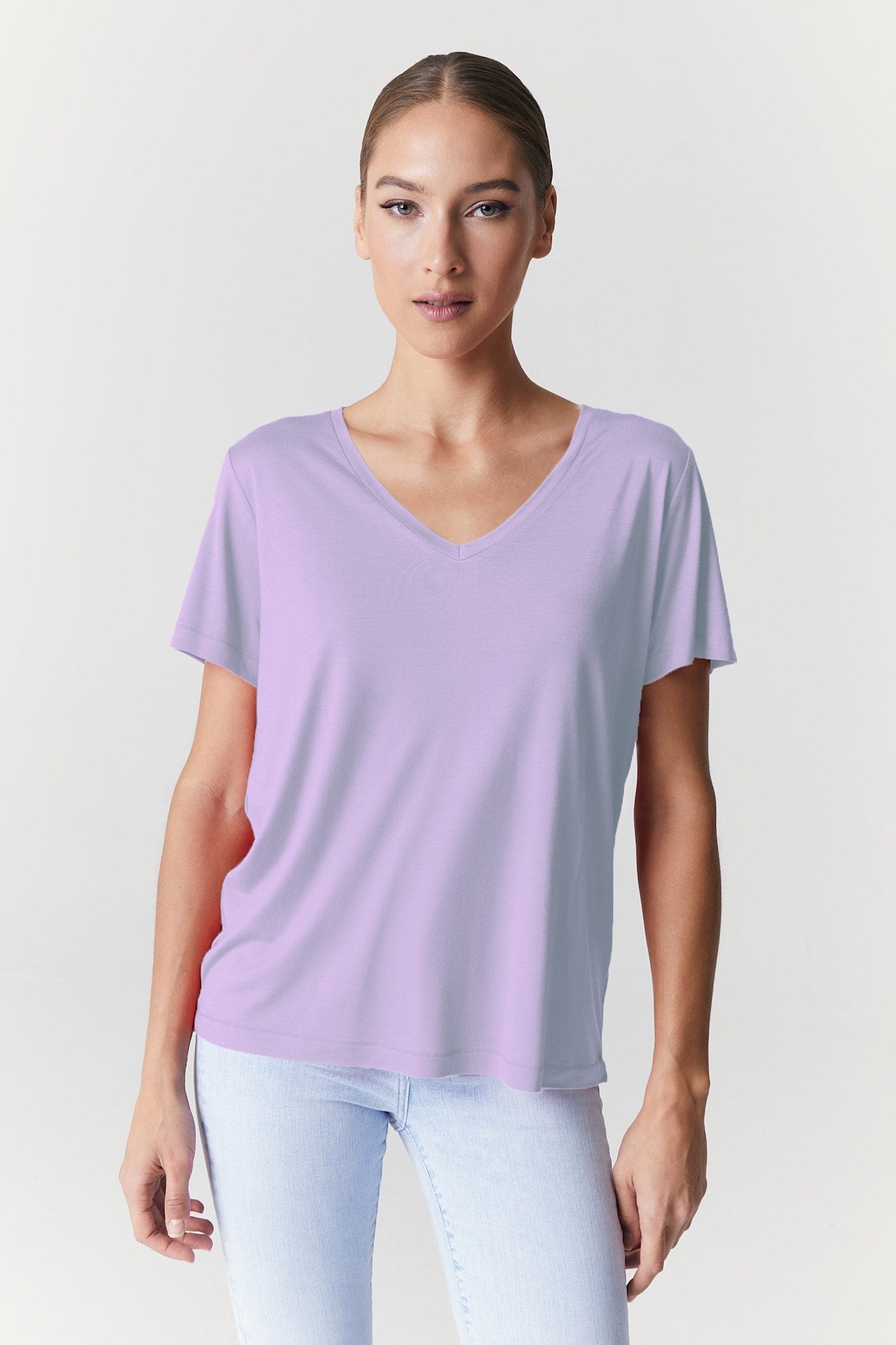Luna - V Neck Short Sleeve - Lilac