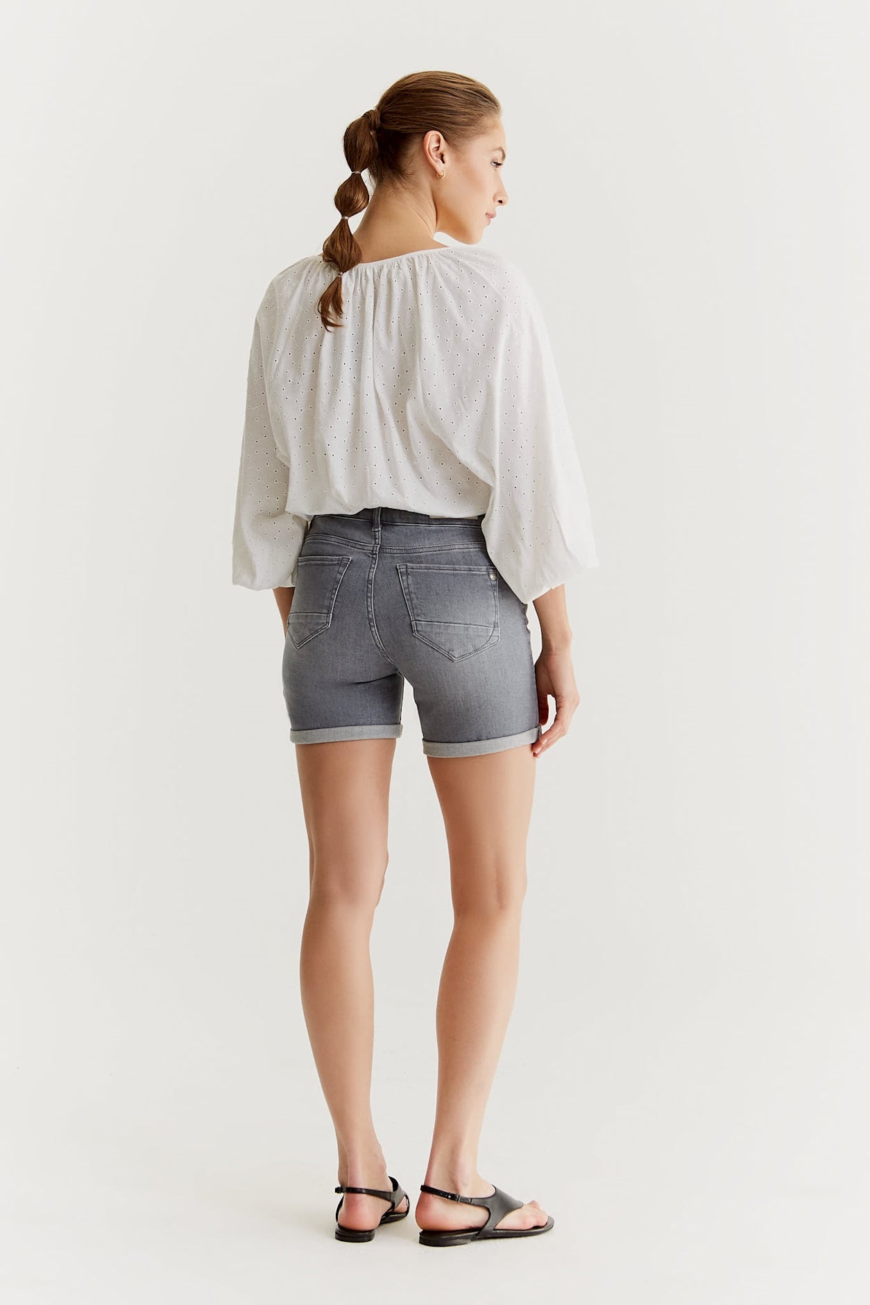 Emma - Denim Short - Steingrau