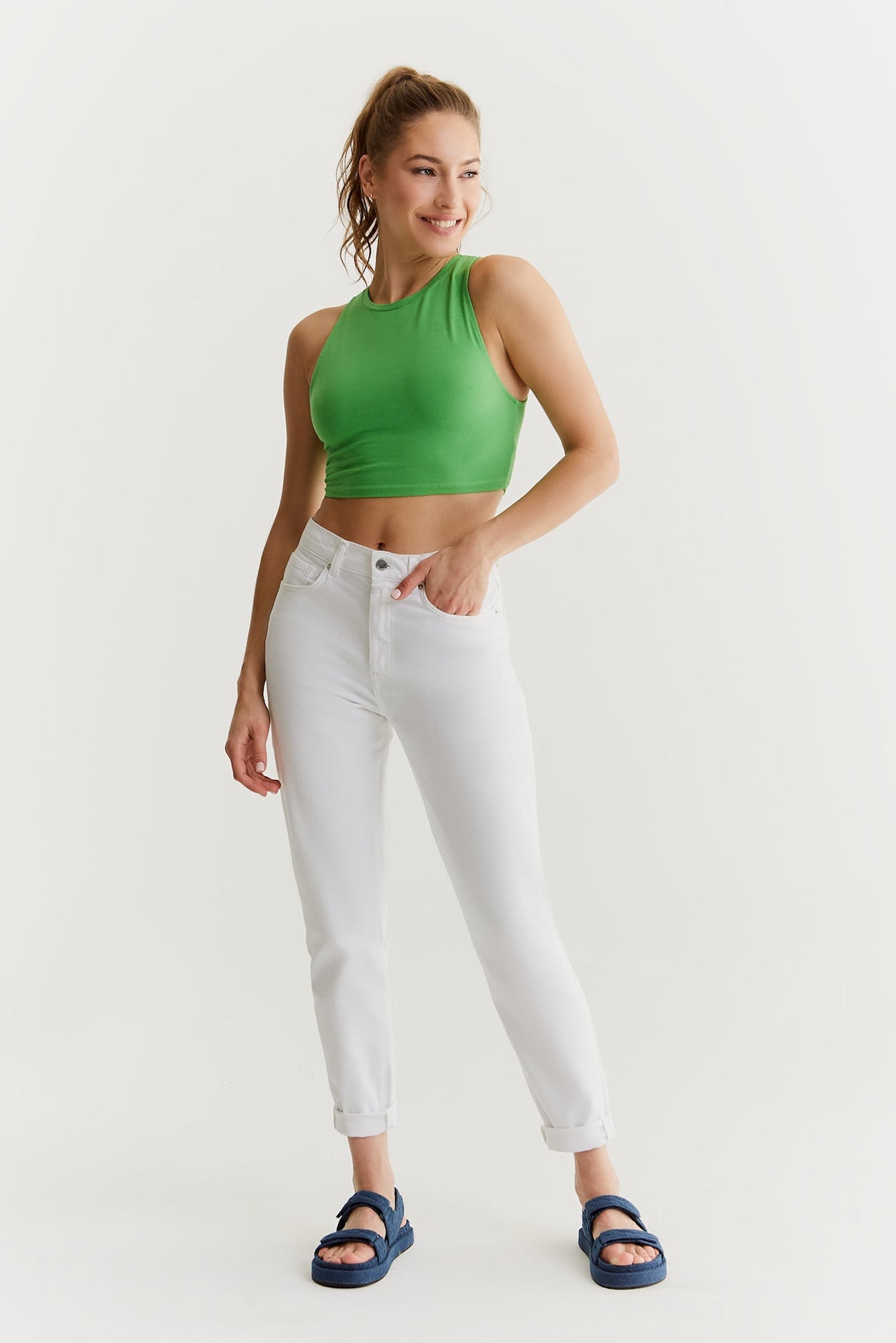 Lynn - Mom-Jeans - Weiß