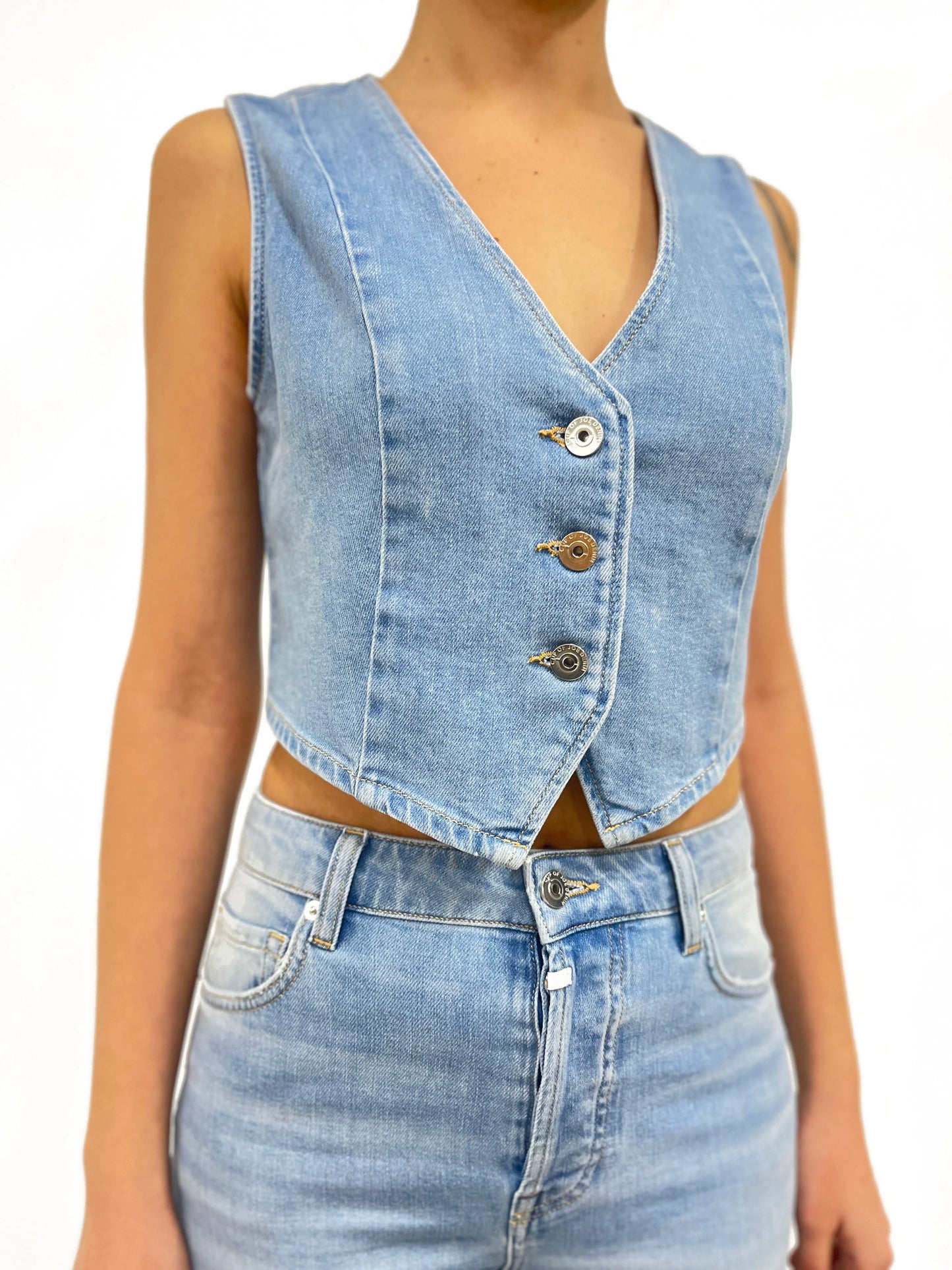 Adriana - Denim Vest - Light Blue