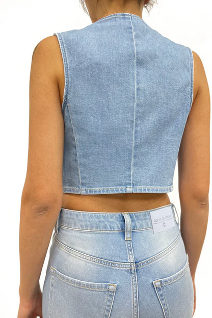 Adriana - Denim Vest - Light Blue