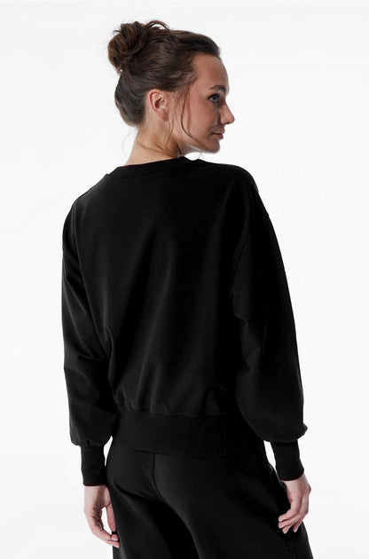 Elsa - Langarm-Sweatshirt mit Rundhalsausschnitt - Schwarz