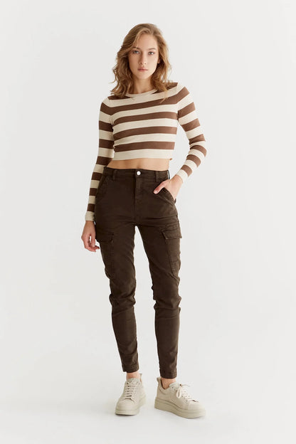 Angel - High Waist Slim Fit Cargo - Winter Chocolate