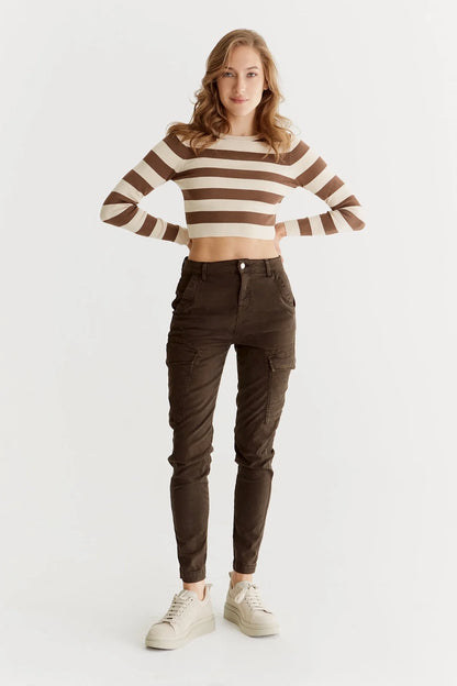 Angel - High Waist Slim Fit Cargo - Winter Chocolate