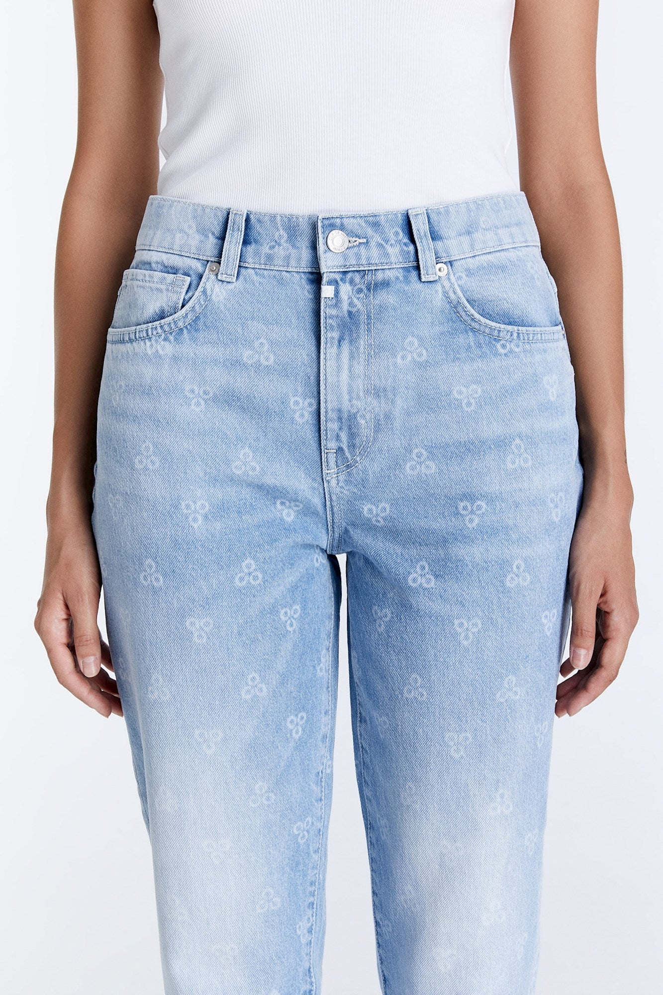 Daisy – 5-Pocket-Jeans mit mittlerer Taille – Blauer Strassstein