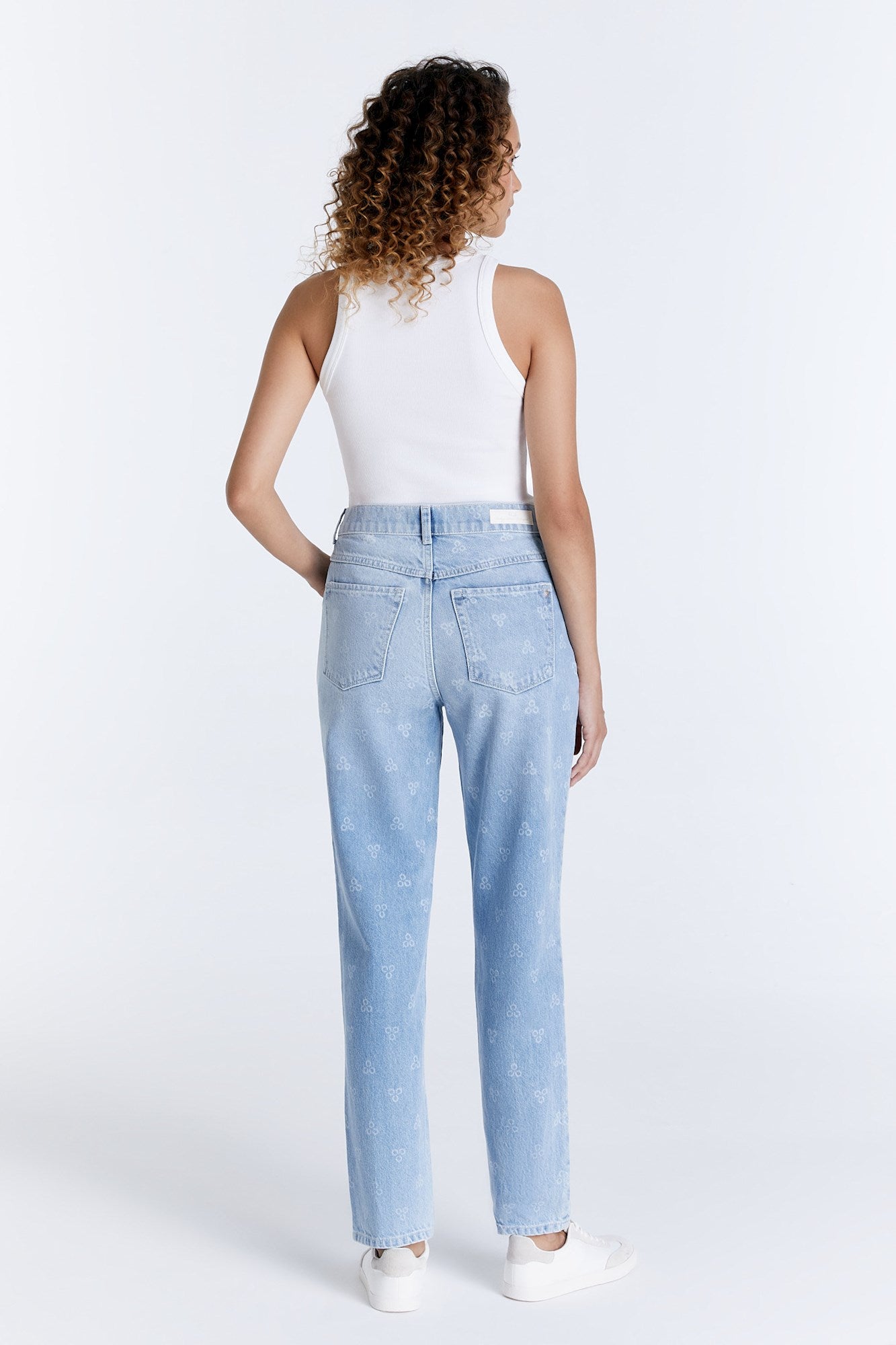 Daisy - Mid Waist 5 Pocket Jeans - Blue Strass