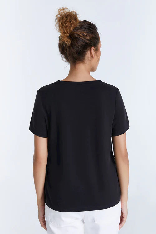 Edith - V-Neck T-shirt - Black