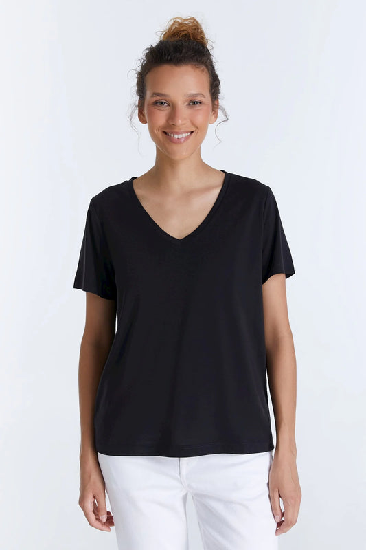 Edith - V-Neck T-shirt - Black