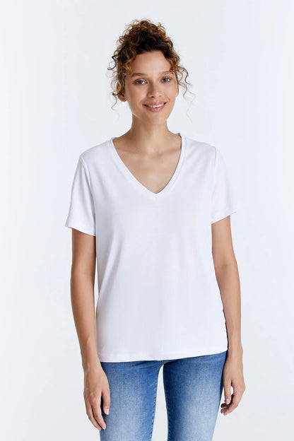 Edith - V-Neck T-shirt - White