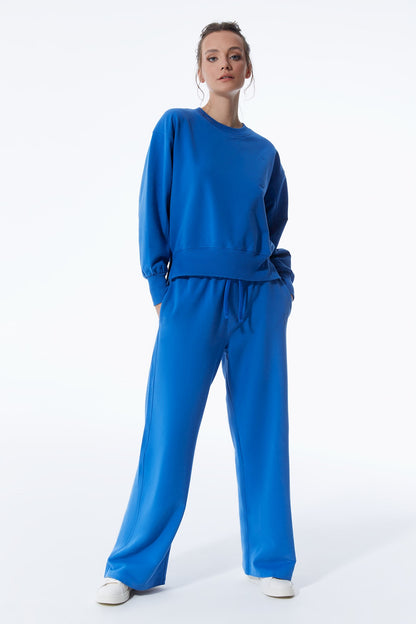 Elsa - Langarm-Sweatshirt mit Rundhalsausschnitt - Saks Blue