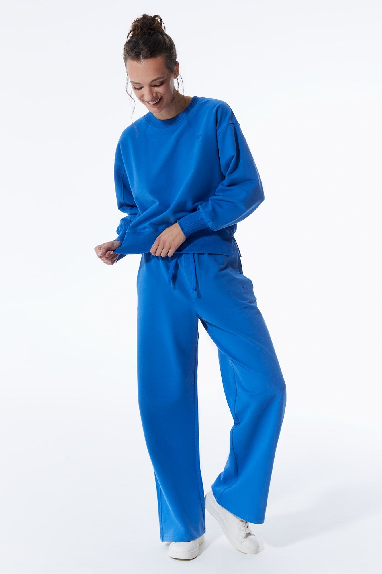 Lea - Elastic Waist Pants - Saks Blue