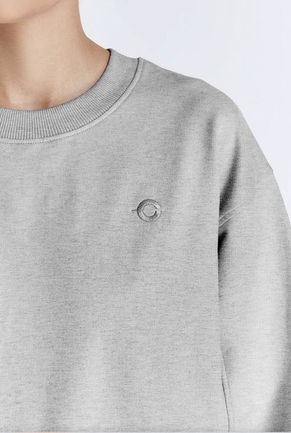 Elsa - Crew Neck Long Sleeve Sweatshirt - Grey Melange