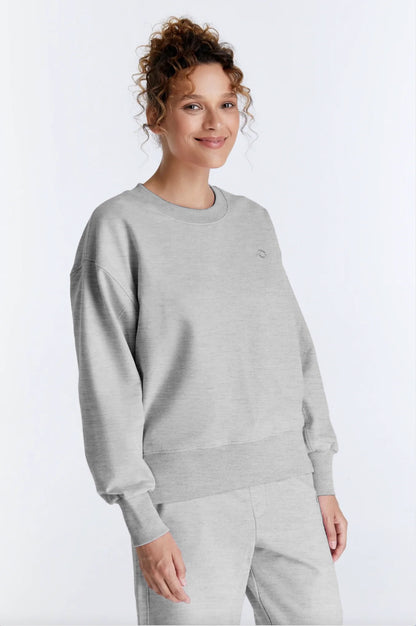 Elsa - Crew Neck Long Sleeve Sweatshirt - Grey Melange