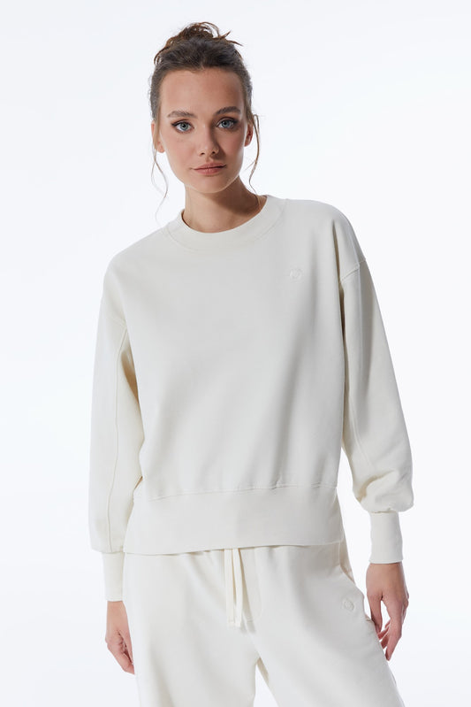 Elsa - Crew Neck Long Sleeve Sweatshirt - Off White