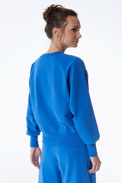 Elsa - Langarm-Sweatshirt mit Rundhalsausschnitt - Saks Blue