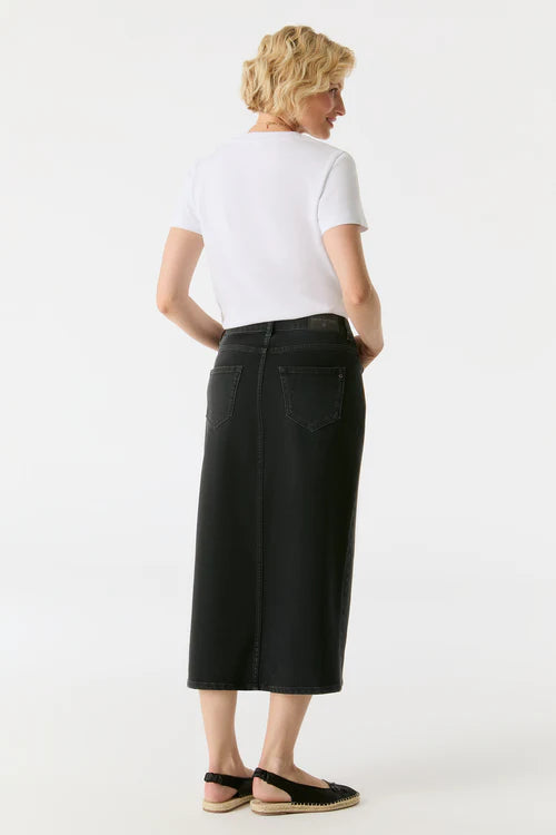 Evelyn - Mid Waist Long Skirt - Black Vintage