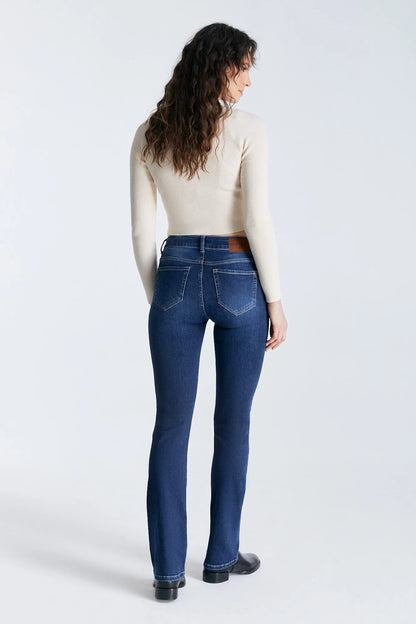 Judith - Mid Waist Bootcut Jeans - Dark Blue