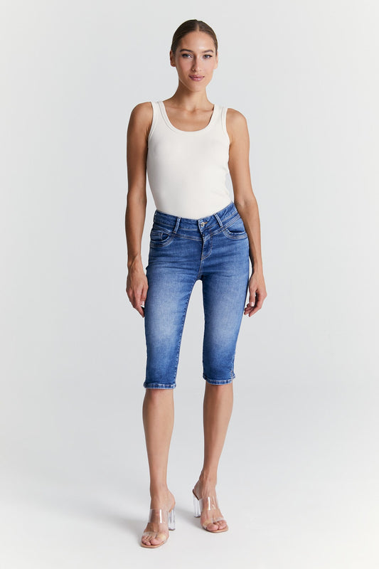 Karen - Skinny Capri Jeans - Medium Blue