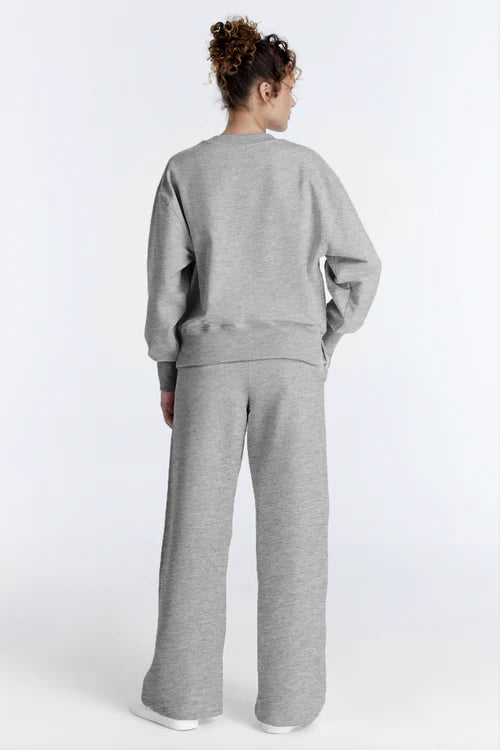 Lea - Elastic Waist Pants - Grey Melange