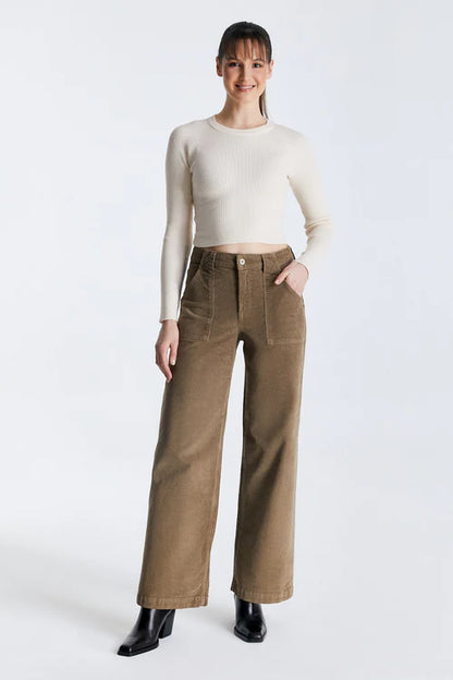 Lulu Cord - High Waist Baggy Jeans - Beige