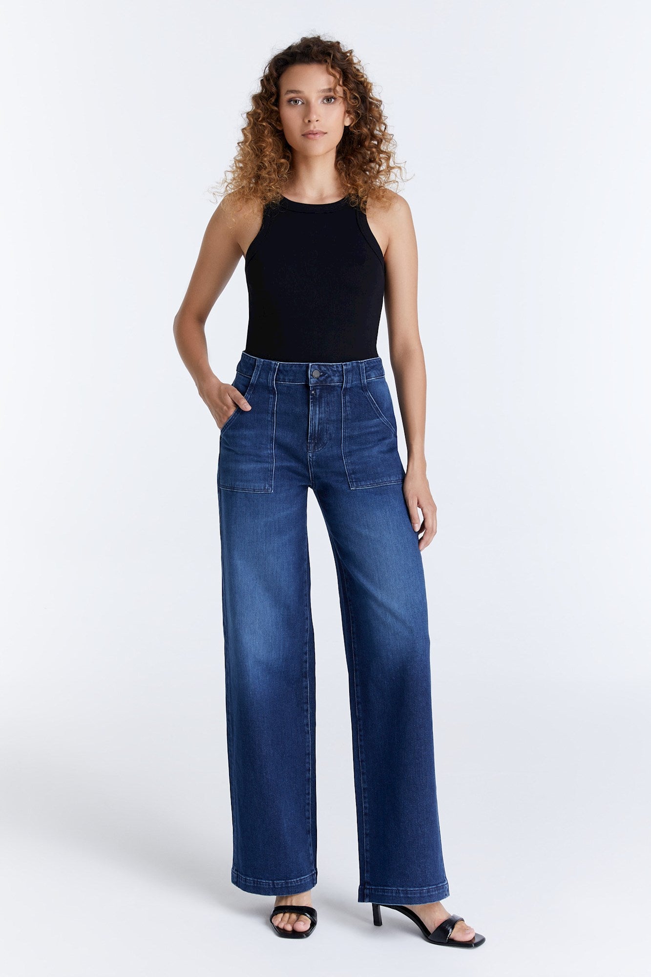 Lulu – Baggy-Jeans mit hoher Taille – Dunkelblau