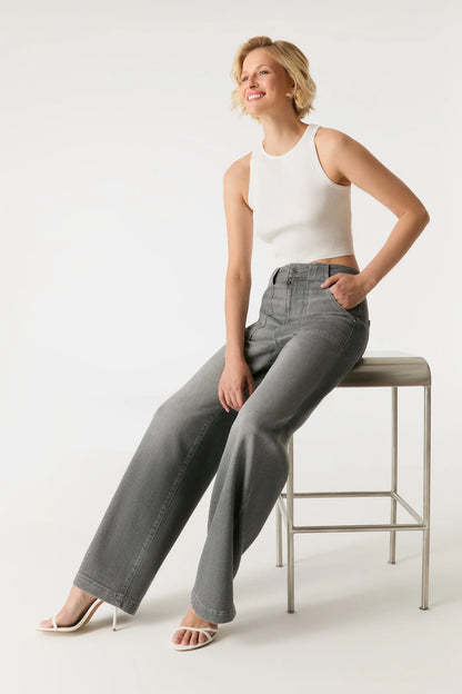 Lulu - High Waist Baggy Jeans - Grey Vintage