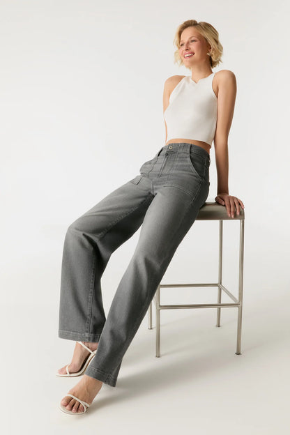 Lulu - High Waist Baggy Jeans - Grey Vintage