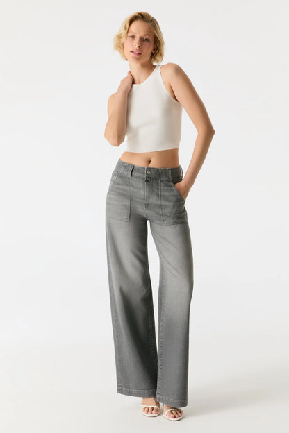 Lulu - High Waist Baggy Jeans - Grey Vintage