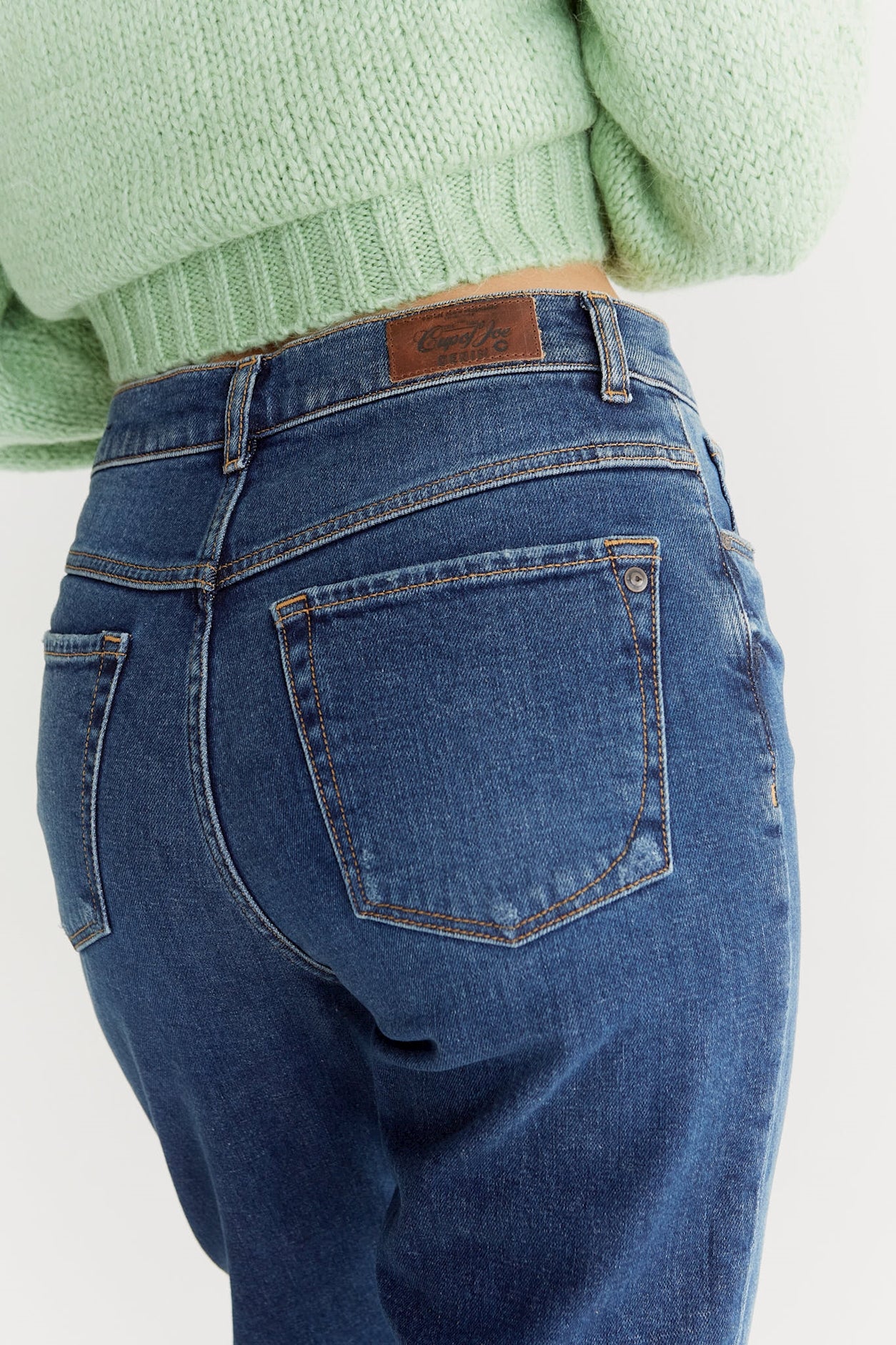 Lynn - Mid Waist 5 Pocket Mom Jeans - Astra Blue