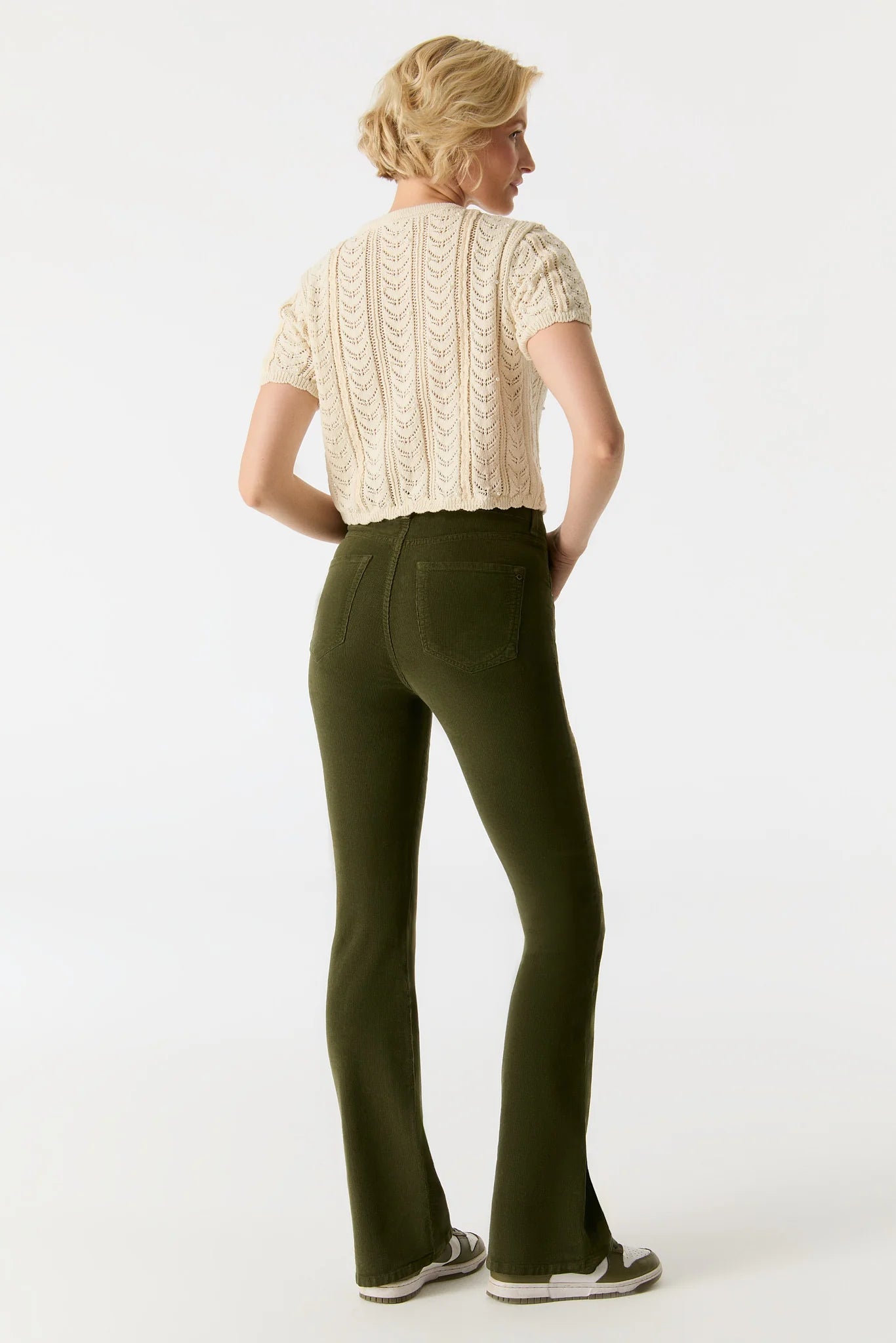 Matilda Cord - High Waist Flare Jeans - Green