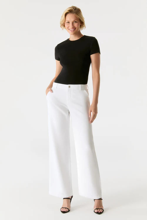 Maxine - Mid Waist Wide Jeans - White