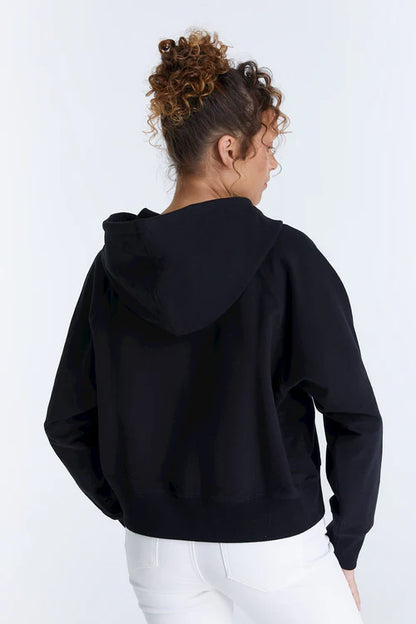 Maya - Crew Neck Zipped Sweatshirt - Black