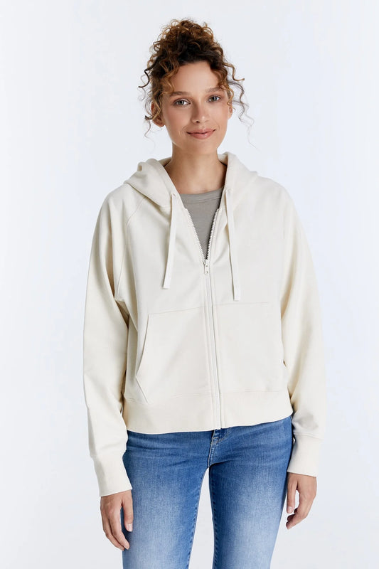 Maya - Crew Neck Zipped Sweatshirt - Off White