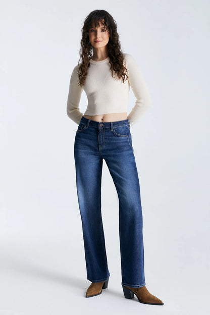 Nova - High Waist Ankle Jeans - Dark Blue