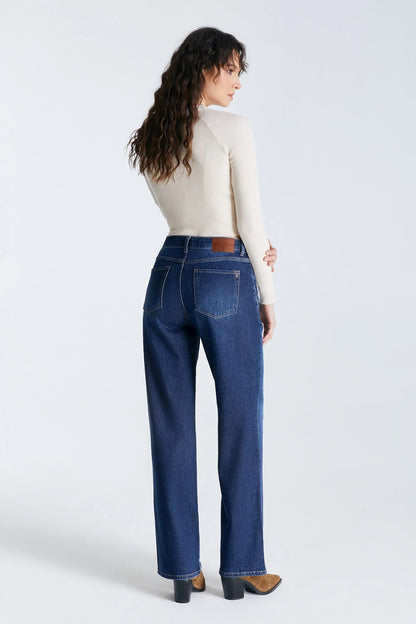 Nova - High Waist Ankle Jeans - Dark Blue