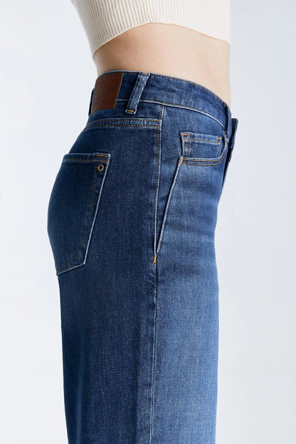 Nova - High Waist Ankle Jeans - Dark Blue