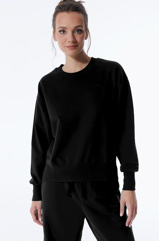 Elsa - Langarm-Sweatshirt mit Rundhalsausschnitt - Schwarz