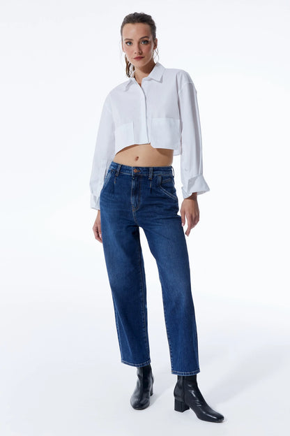 Rose – 5-Pocket-Jeans mit hoher Taille – Dunkelblau