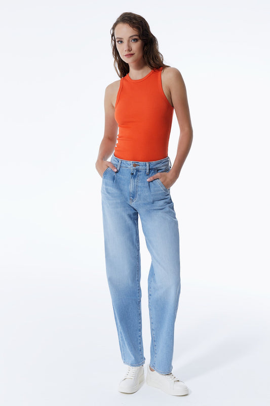 Rose – 5-Pocket-Jeans mit hoher Taille – Hellblau