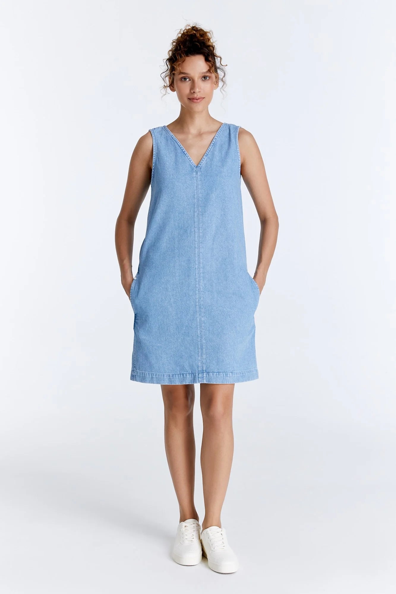 Sharon - Denim Mini Dress - Light Blue