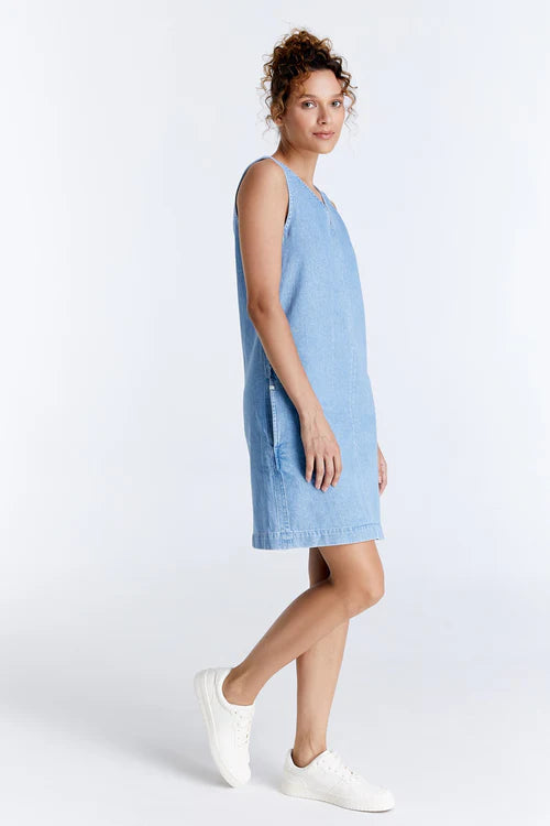 Sharon - Denim Mini Dress - Light Blue