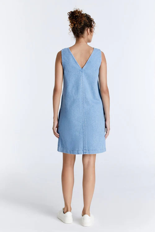 Sharon - Denim Mini Dress - Light Blue