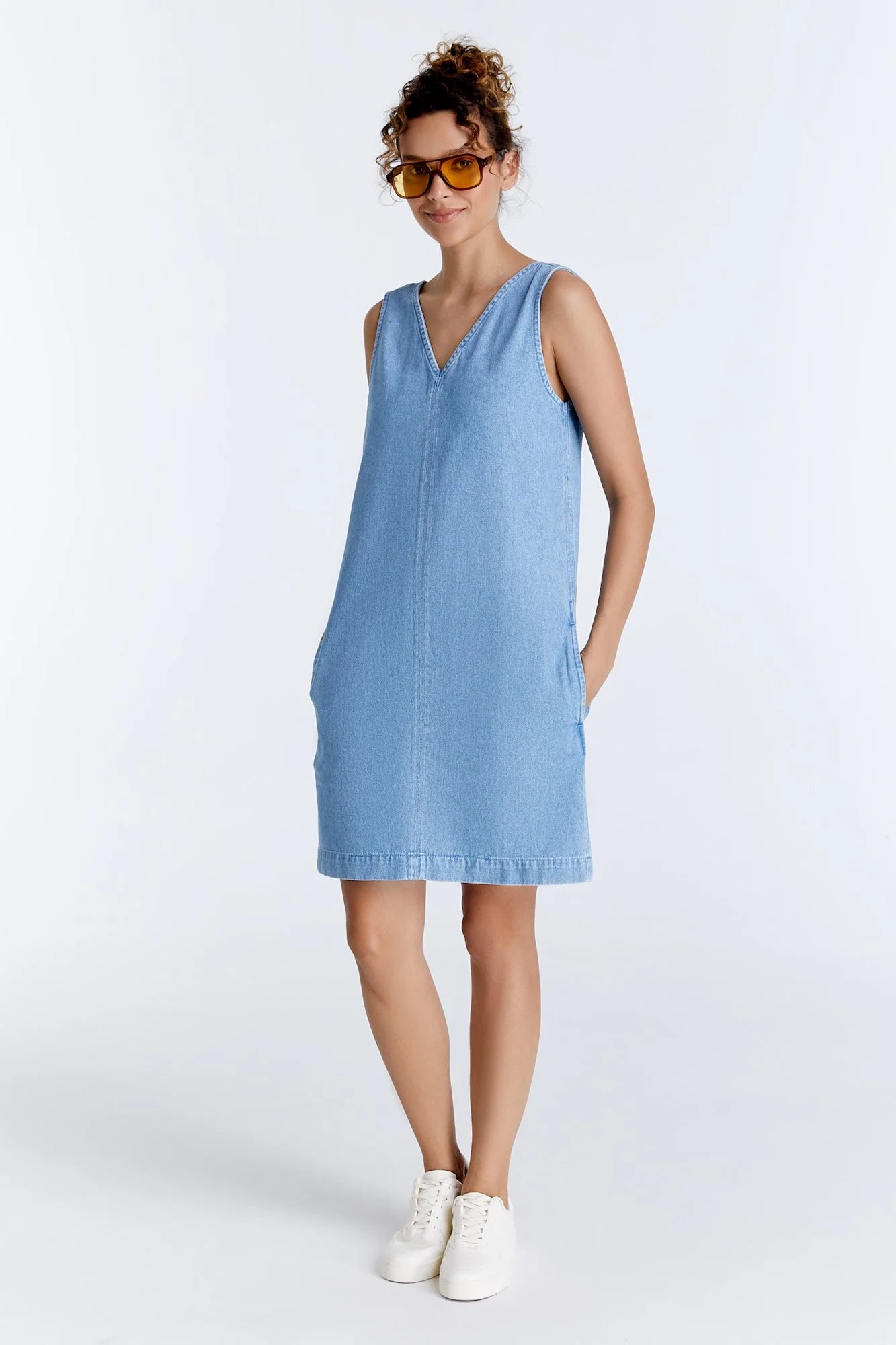 Sharon - Denim Mini Dress - Light Blue