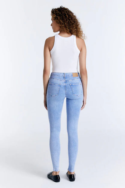 Sophia - High Waist Super Skinny Jeans - Aqua Blue