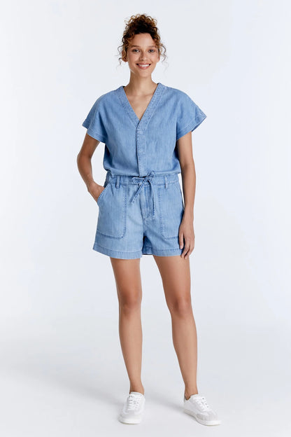 Tina - Overall Shorts - Light Blue